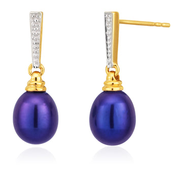 9ct Yellow Gold Black Freshwater Pearl Drop Earrings – Shiels