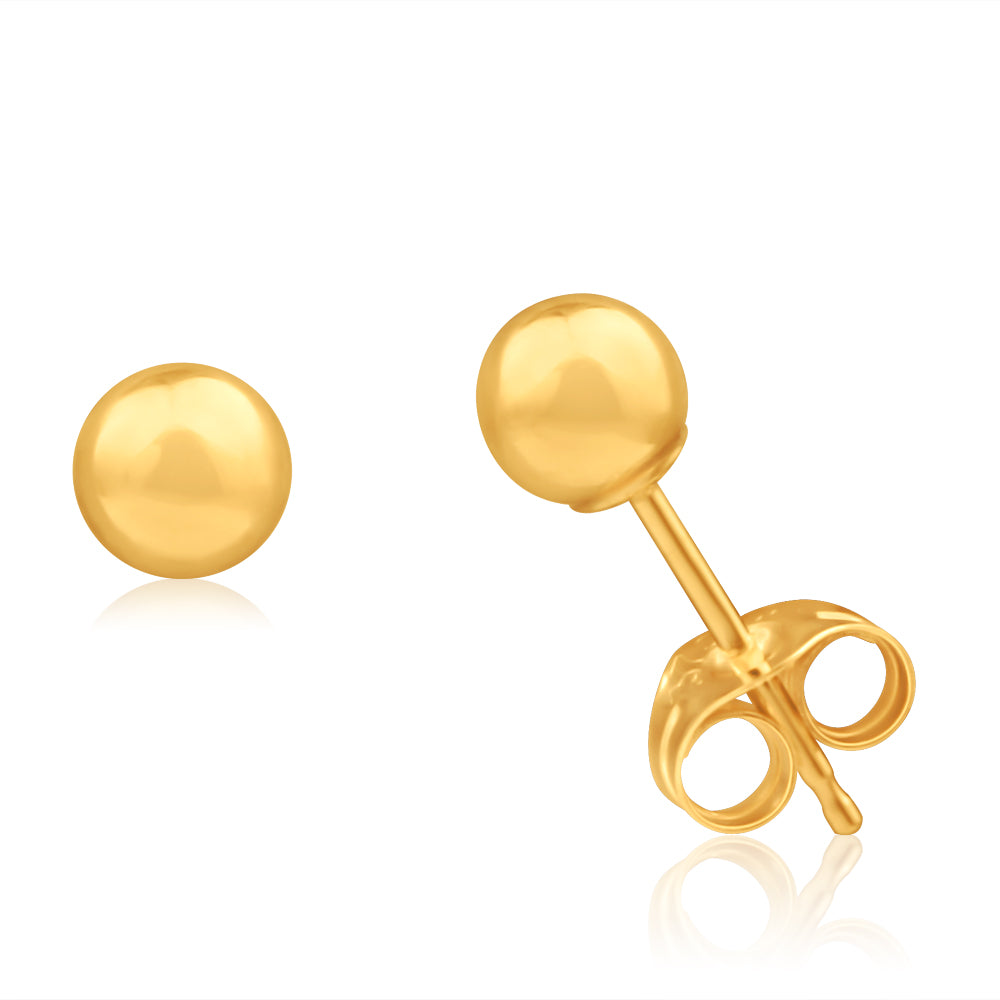 Child's Yellow Gold Ball Earrings, 4mm | Lee Michaels Fine Jewelry