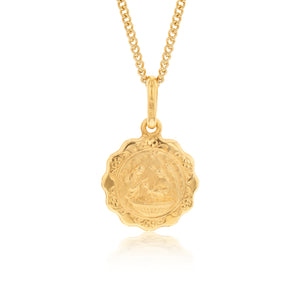 9ct Yellow Gold Baptism Medallion 12mm Pendant