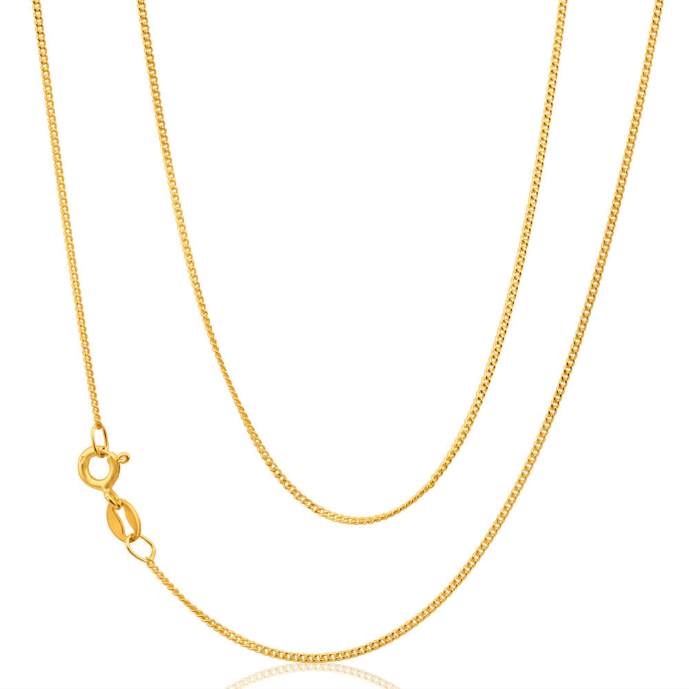 9ct Yellow Gold SOLID Curb Chain 45cm 30 Gauge