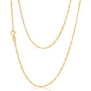 9ct Yellow Solid Gold Figaro 1:3 Dicut 40cm Chain 40Gauge