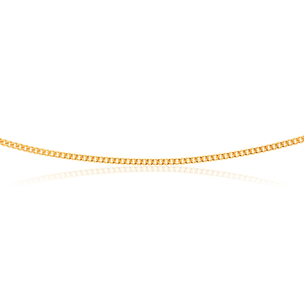 9ct Yellow Gold Curb Dicut 70cm Chain 50Gauge