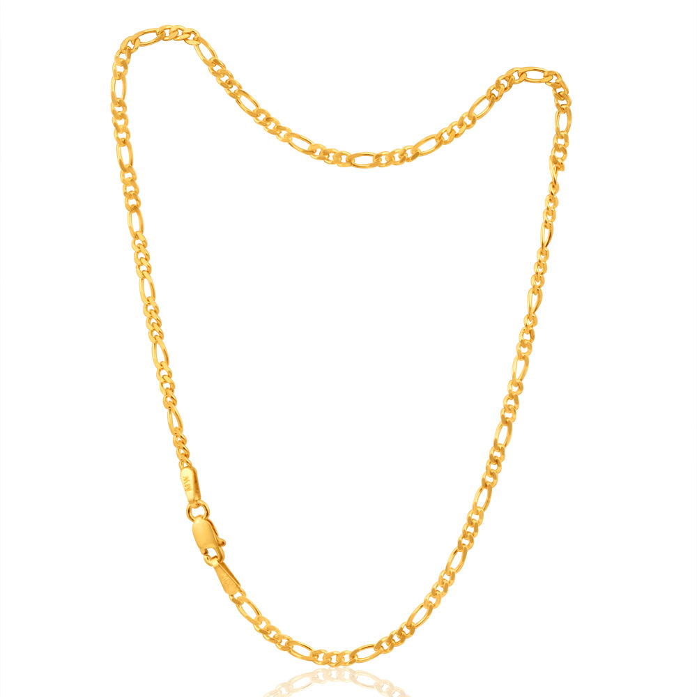 9ct Yellow Gold 1:3 Figaro 25cm Anklet 60Gauge