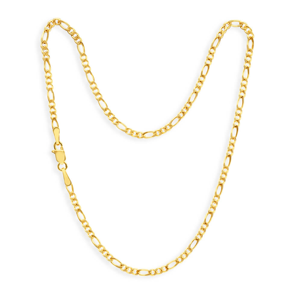 9ct Yellow Gold 1:3 Figaro 60Gauge 27cm Anklet