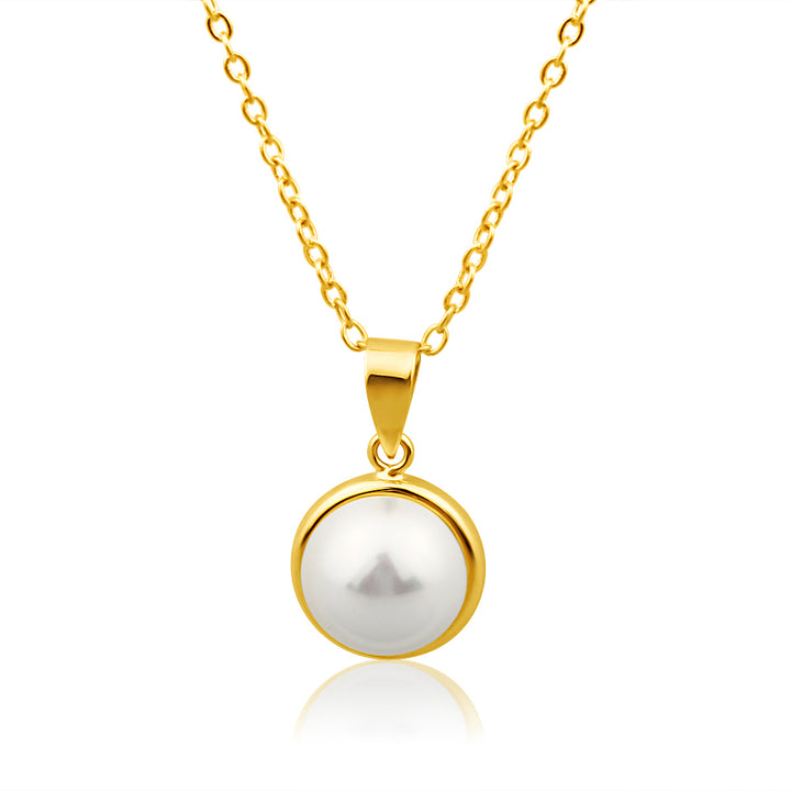 9ct Yellow Gold Simulated 9mm Pearl Pendant