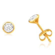 Load image into Gallery viewer, 9ct Yellow Gold Cubic Zirconia 4mm Bezel Set Stud Earrings