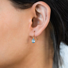 Load image into Gallery viewer, 9ct Alluring Yellow Gold Blue Topaz Drop Earrings