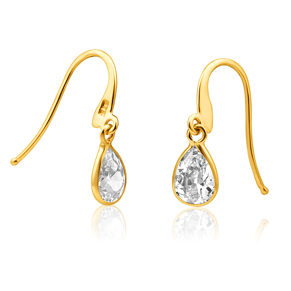 Jewellers 9ct Gold Drop Earrings 9ct Gold Diamond Oval Link Drop