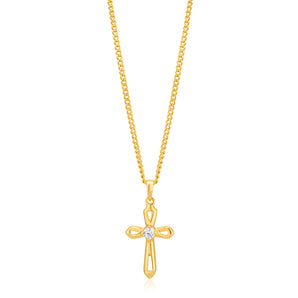 9ct Yellow Gold Cross Pendant with Cubic Zirconia