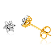 Load image into Gallery viewer, 9ct Yellow Gold 1/5 Carat Dazzling Diamond Stud Earrings
