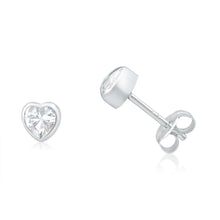 Load image into Gallery viewer, 9ct White Gold Heart Cubic Zirconia Stud Earrings
