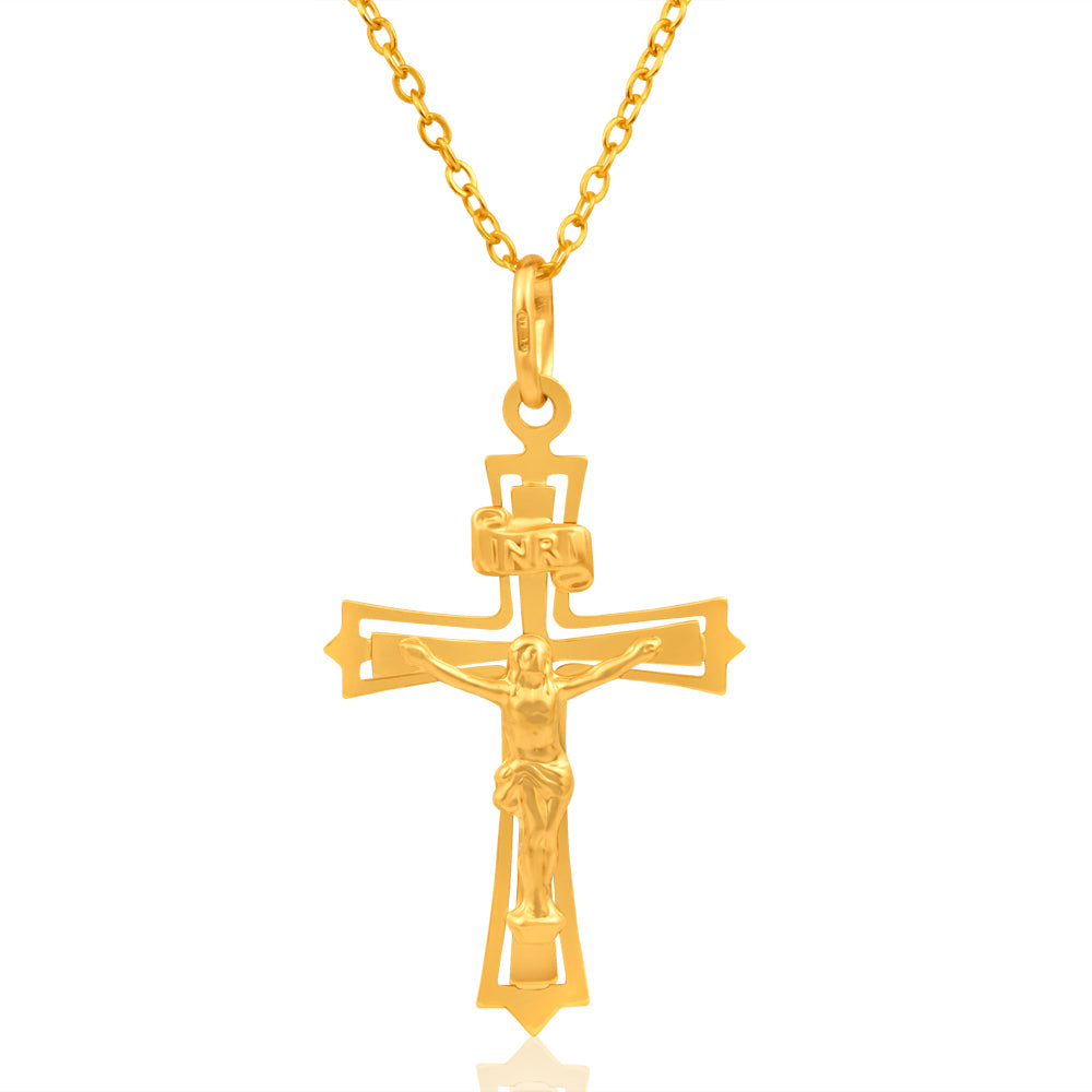 9ct Yellow Gold Cut-Out Crucifix Pendant