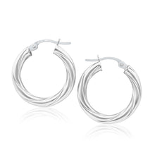 Load image into Gallery viewer, 9ct White Gold Italian Made Hoop Earrings in 15mm with a twist