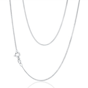 9ct White Solid Gold Diamond Cut Curb 50cm Chain