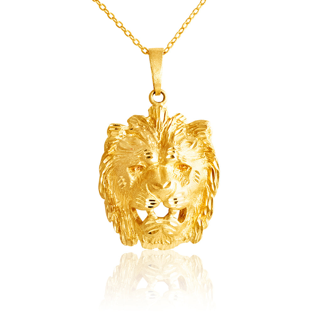 9ct Yellow Gold Lion Head Pendant