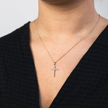 Load image into Gallery viewer, 9ct Yellow Gold Impressive Cubic Zirconia Cross Pendant