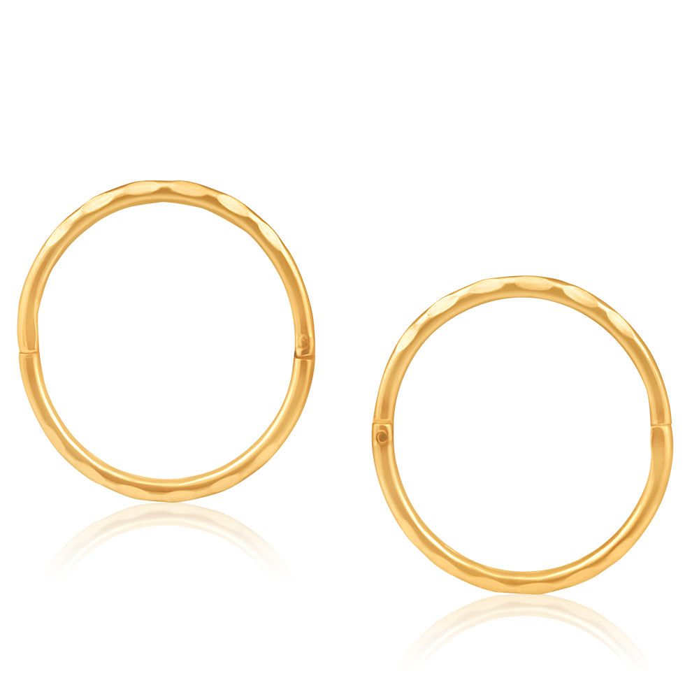 9ct Yellow Gold 13mm Faceted Sleeper Earrings