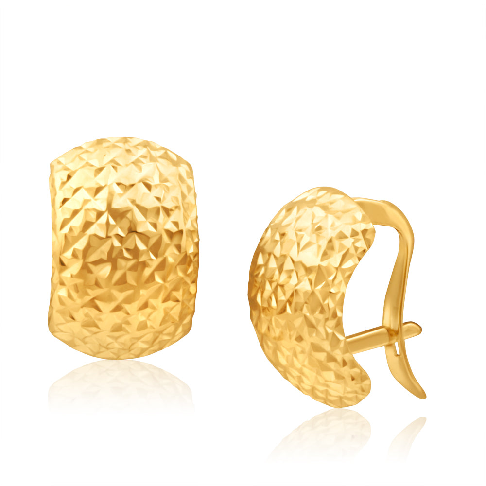 9ct Yellow Gold DiamondCut Hoop Earrings