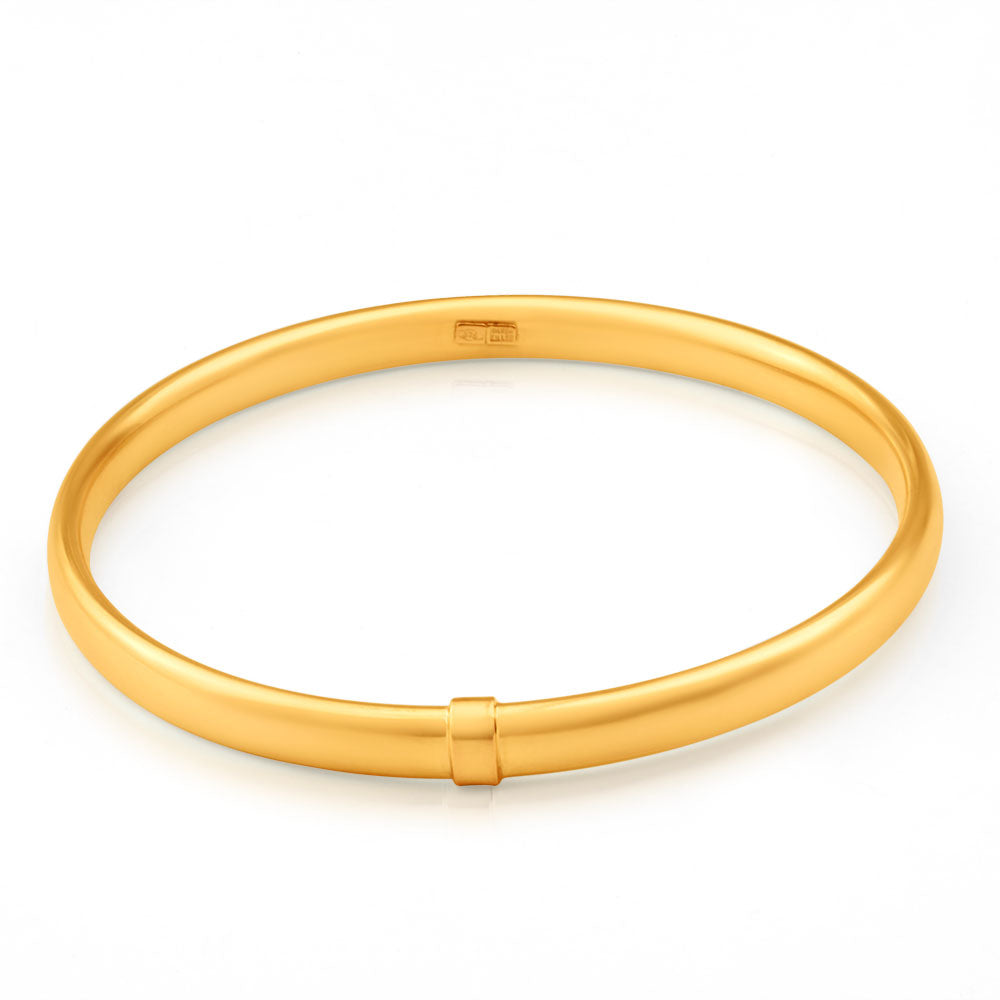 9ct Yellow Gold Silver Filled 6mm x 65mm Bangle