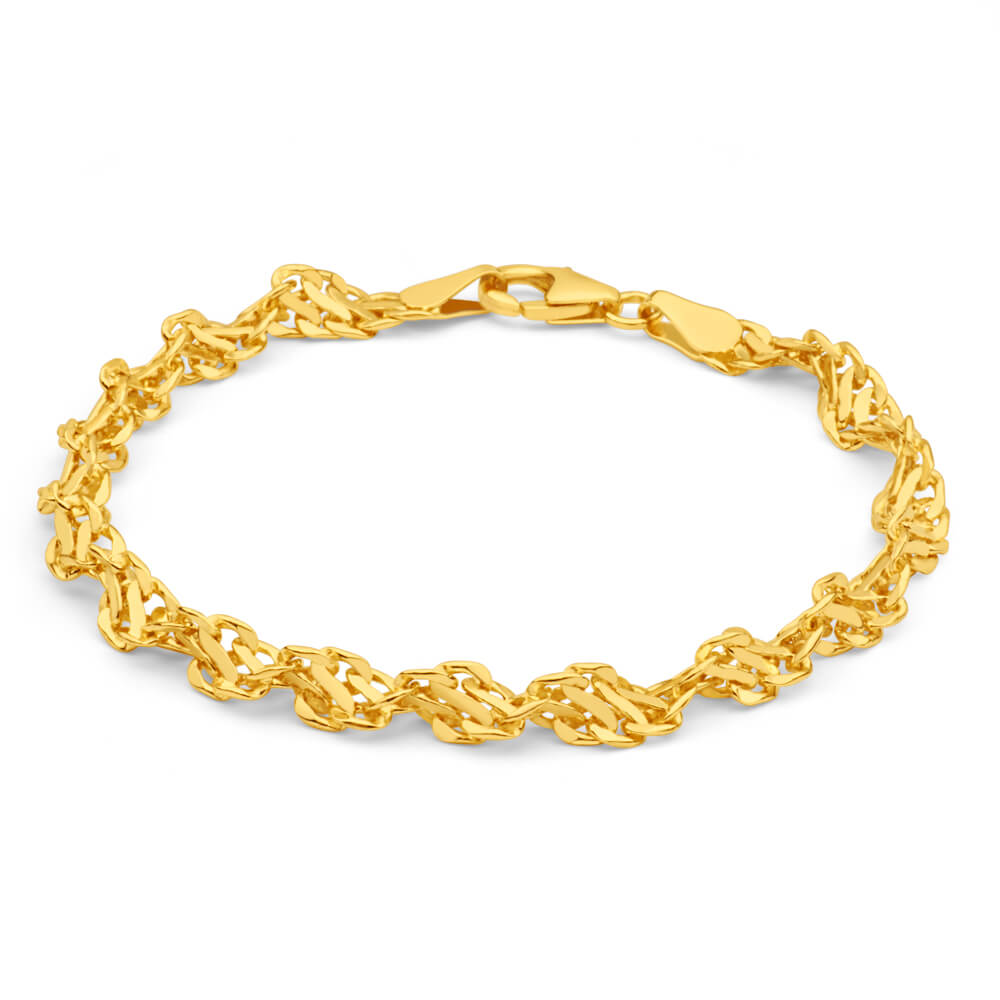 9ct Yellow Gold Copper Filled 19cm Singapore Bracelet 70Gauge