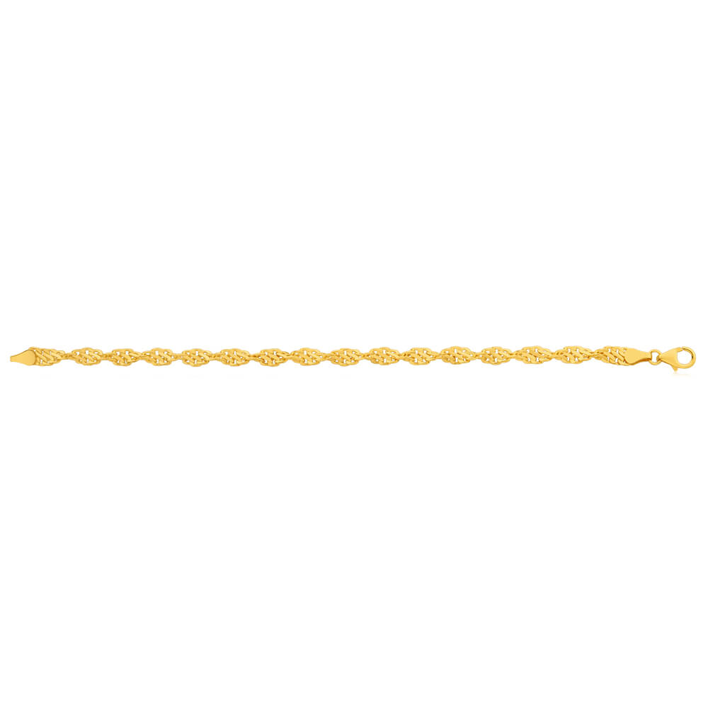 9ct Yellow Gold Copper Filled 19cm Singapore Bracelet 70Gauge