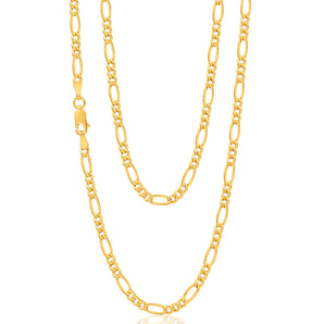 9ct Yellow Gold Figaro 1:3 80 Gauge 55cm Chain