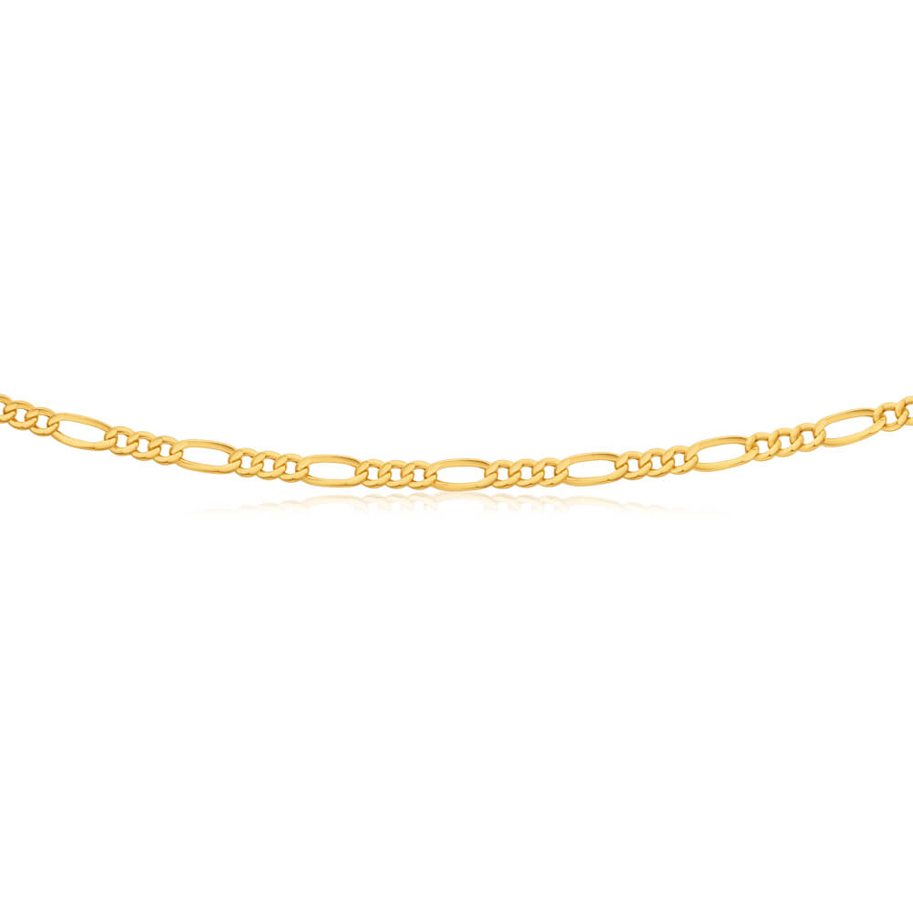 9ct Yellow Gold Figaro 1:3 80 Gauge 55cm Chain