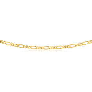 9ct Yellow Gold Figaro 1:3 80 Gauge 55cm Chain
