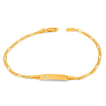 Load image into Gallery viewer, 9ct Yellow Gold Silver Filled Heart 19cm Figaro Bracelet