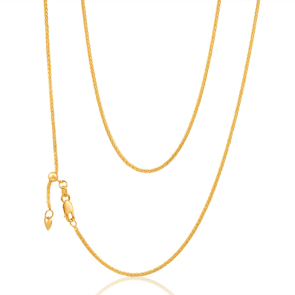 9ct Yellow Gold Silver Filled Wheat Extend 50cm Chain