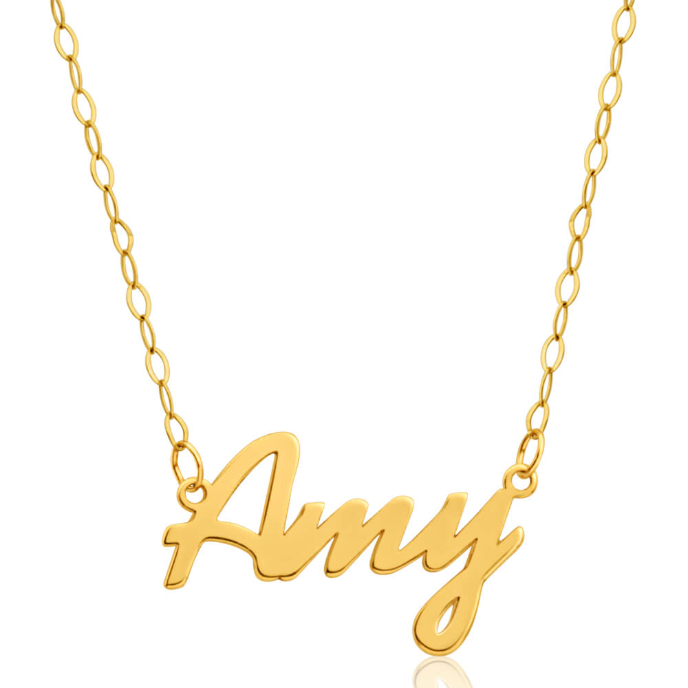 Signature 9ct Yellow Gold Pendant Amy on 40cm Trace Chain
