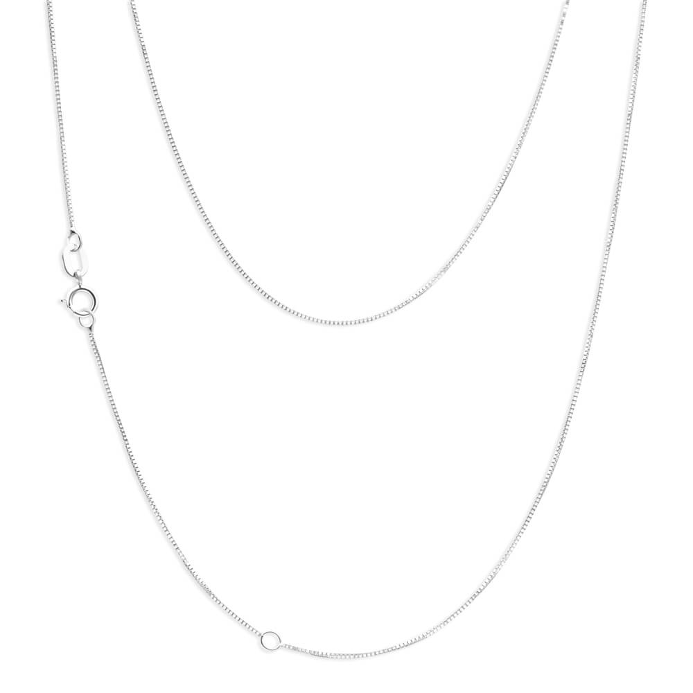 9ct White Gold 45cm Box Chain With Extender