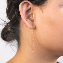 Load image into Gallery viewer, 9ct Yellow Gold Singapore Chain Threader Drop Earrings