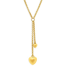 Load image into Gallery viewer, 9ct Yellow Gold Silver Filled Two Heart Drop Fancy Chain