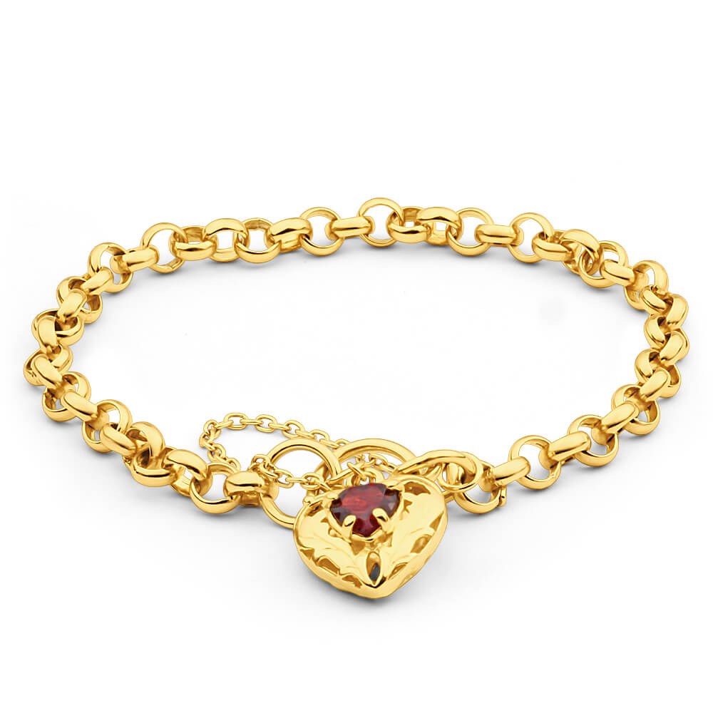 9ct Yellow Gold Belcher Filigree Heart Padlock Bracelet – londonloans