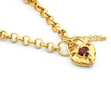 Load image into Gallery viewer, 9ct Yellow Gold Silver Filled Garnet Belcher Bracelet