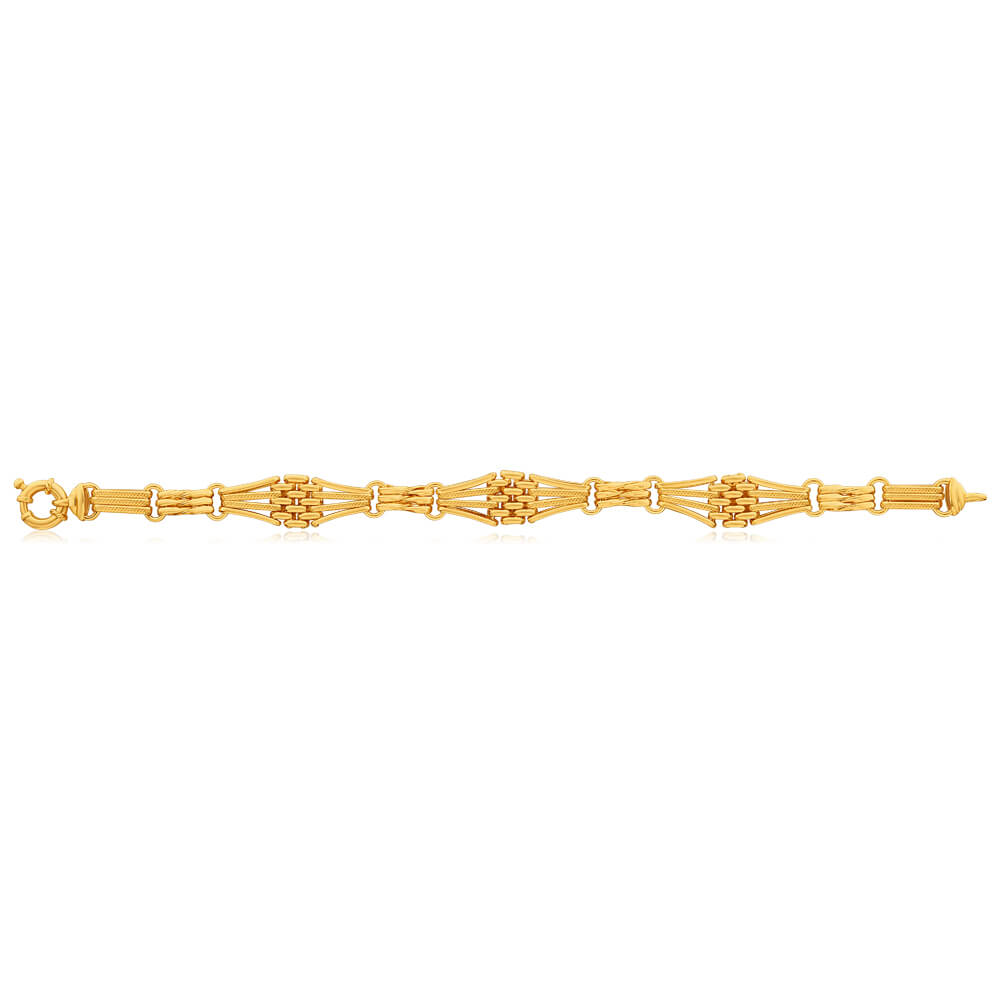 9ct Yellow Gold Silver Filled Bolt Ring 21cm Bracelet