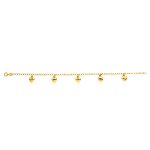 9ct Yellow Gold Silver Filled Heart Drop 19cm Curb Bracelet