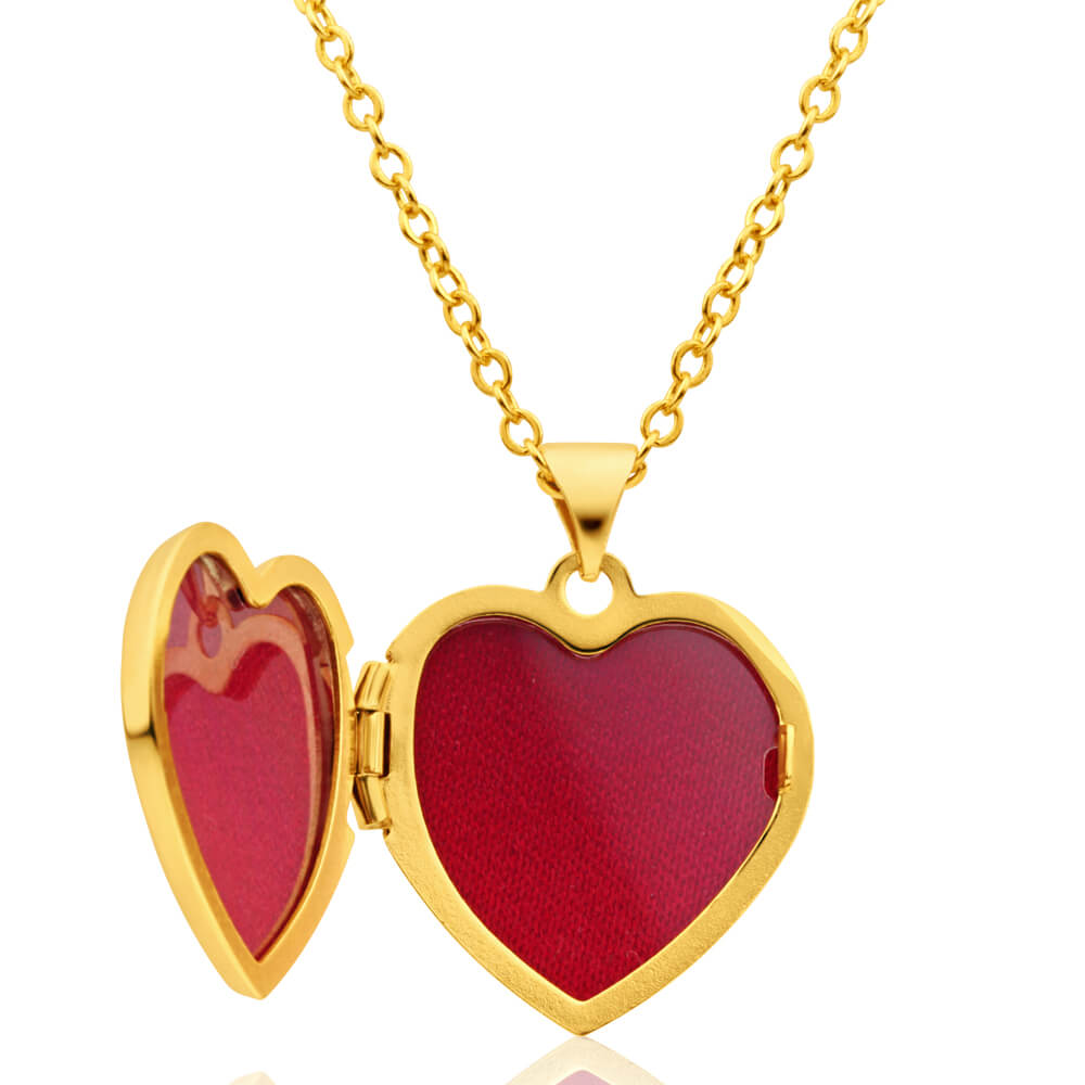 9ct Yellow Gold Heart Shaped Locket with Floral Design