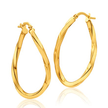 Load image into Gallery viewer, 9ct Yellow Gold Silver Filled Oval with Twist 30mm Hoop Earrings