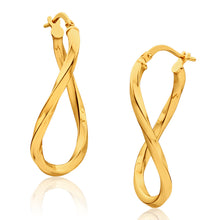 Load image into Gallery viewer, 9ct Yellow Gold Silver Filled Oval with Twist 30mm Hoop Earrings