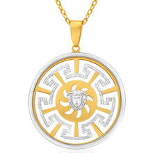 Load image into Gallery viewer, 9ct Yellow Gold &amp; White Tone Greek Key Pendant