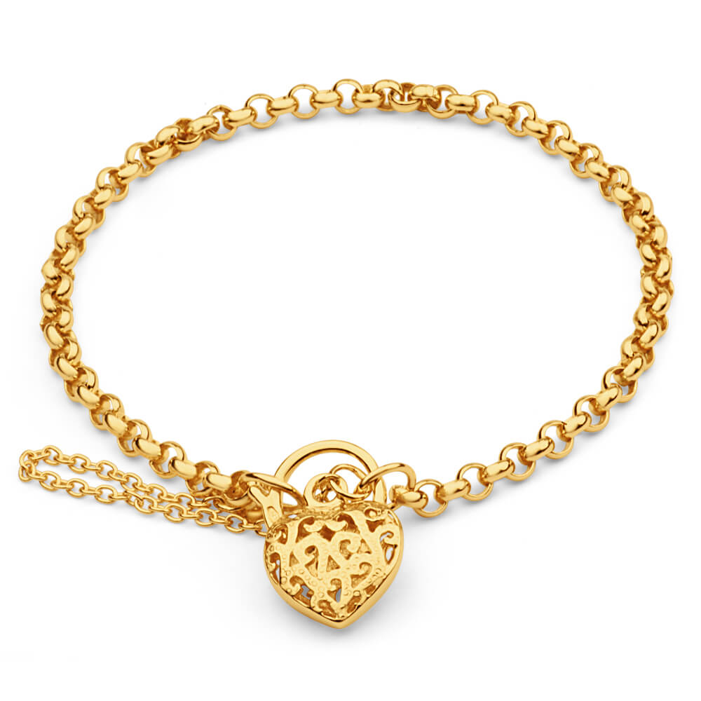 9ct Yellow Gold Copper Filled Belcher Padlock Bracelet