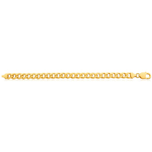 9ct Yellow Solid Gold Curb 21cm Bracelet