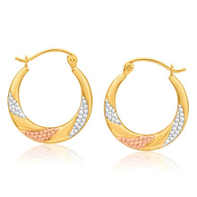 Load image into Gallery viewer, 9ct Yellow Gold, White Gold &amp; Rose Gold Fancy Creole Hoop Earrings