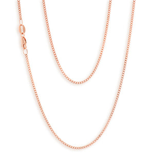 9ct Rose Solid Gold Diamond Cut 45cm 40 Gauge Curb Chain