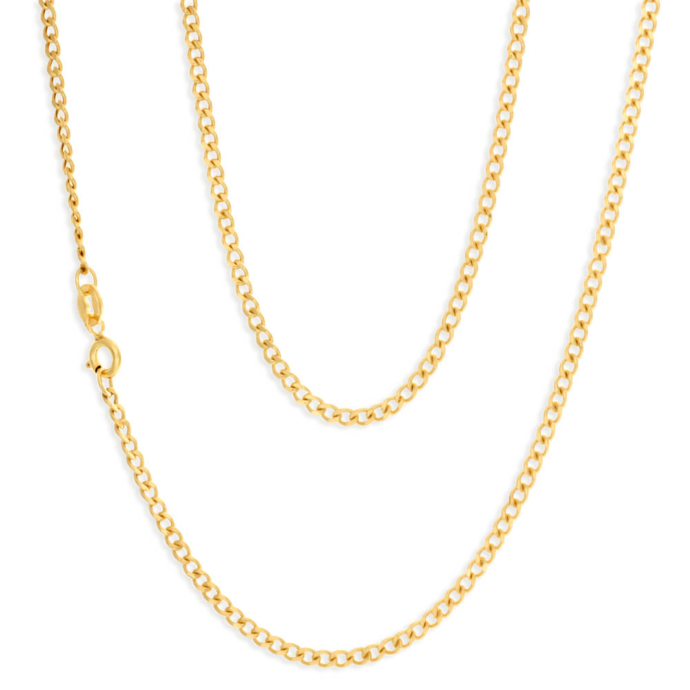9ct Yellow Gold 55cm 60 Gauge Flat Curb Chain