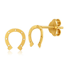 Load image into Gallery viewer, 9ct Yellow Gold Horseshoe Stud Earrings