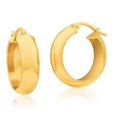Load image into Gallery viewer, 9ct Yellow Gold Plain Round  15mm Hoop Earrings