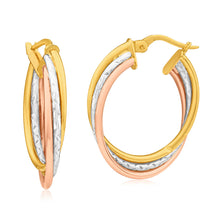 Load image into Gallery viewer, 9ct Yellow Gold, White Gold &amp; Rose Gold Hoop Earrings Kali